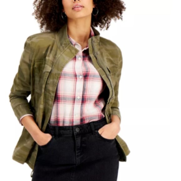 Style & Co. Jackets & Blazers - Style & Co Petite Camo-Print Twill Jacket